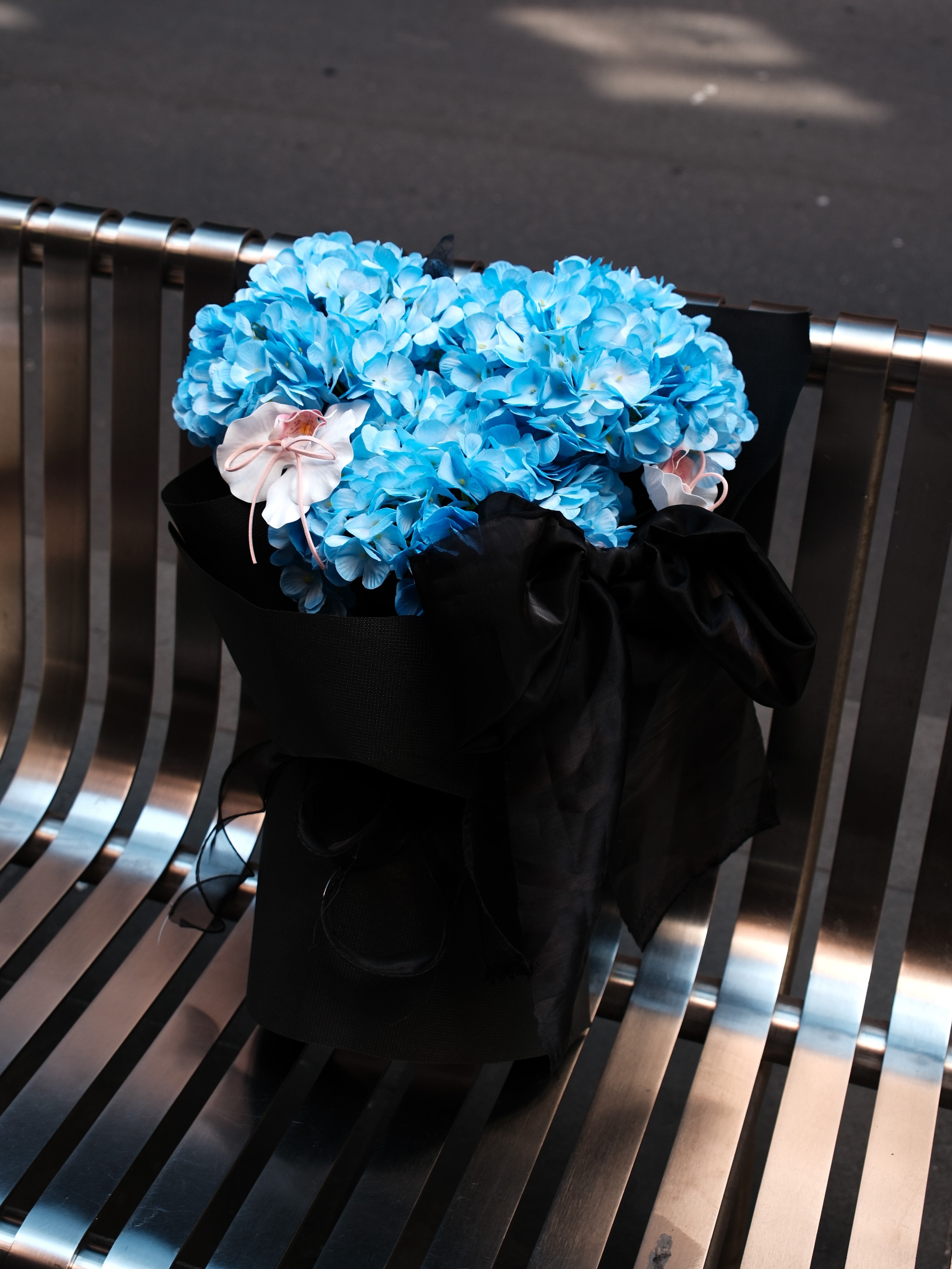 Black Hydrangea & Twisted Tulips Bouquet