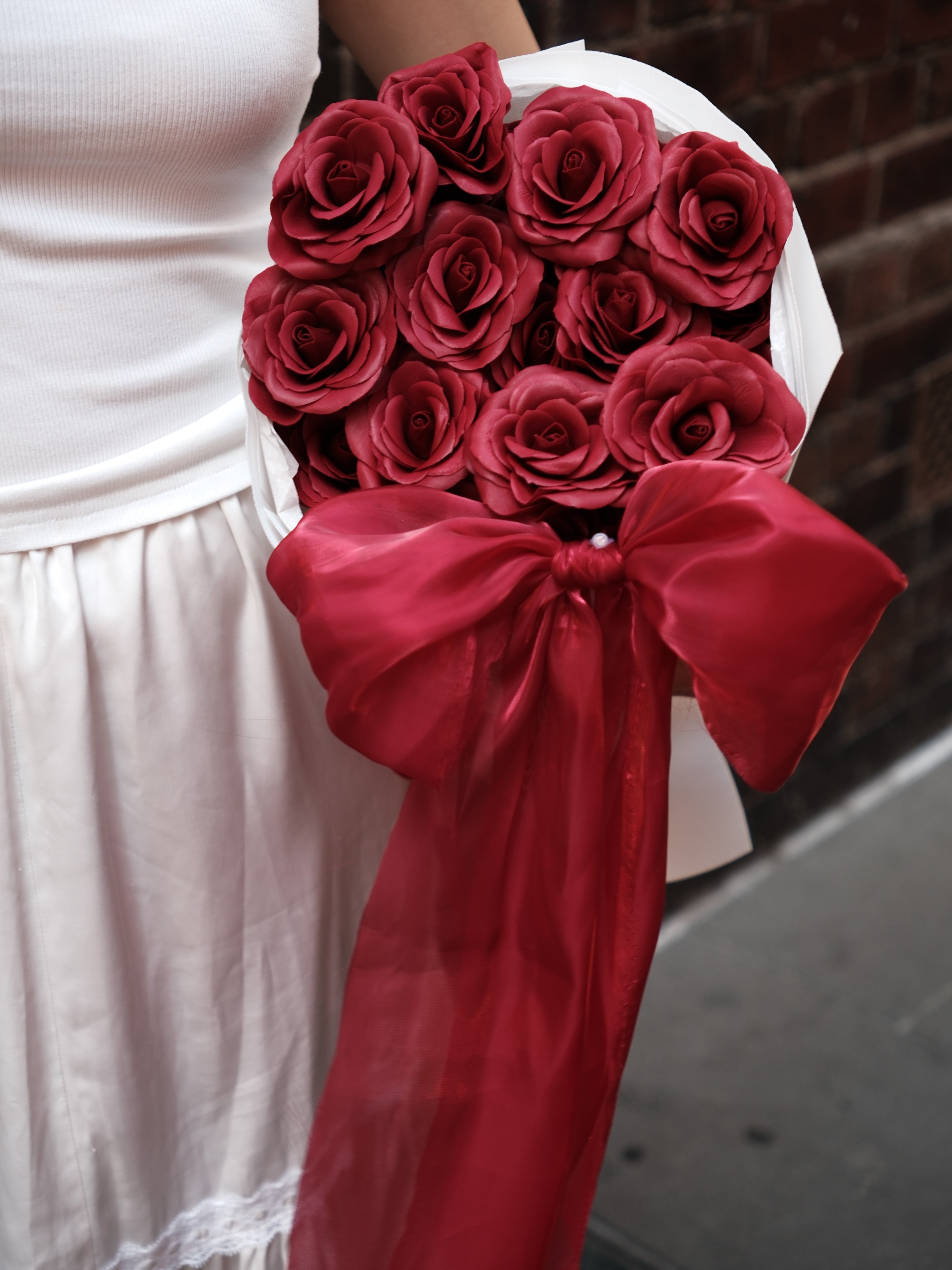Red & White Round Rose Bouquet